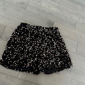 Sequin Embellished Black Women's Shorts